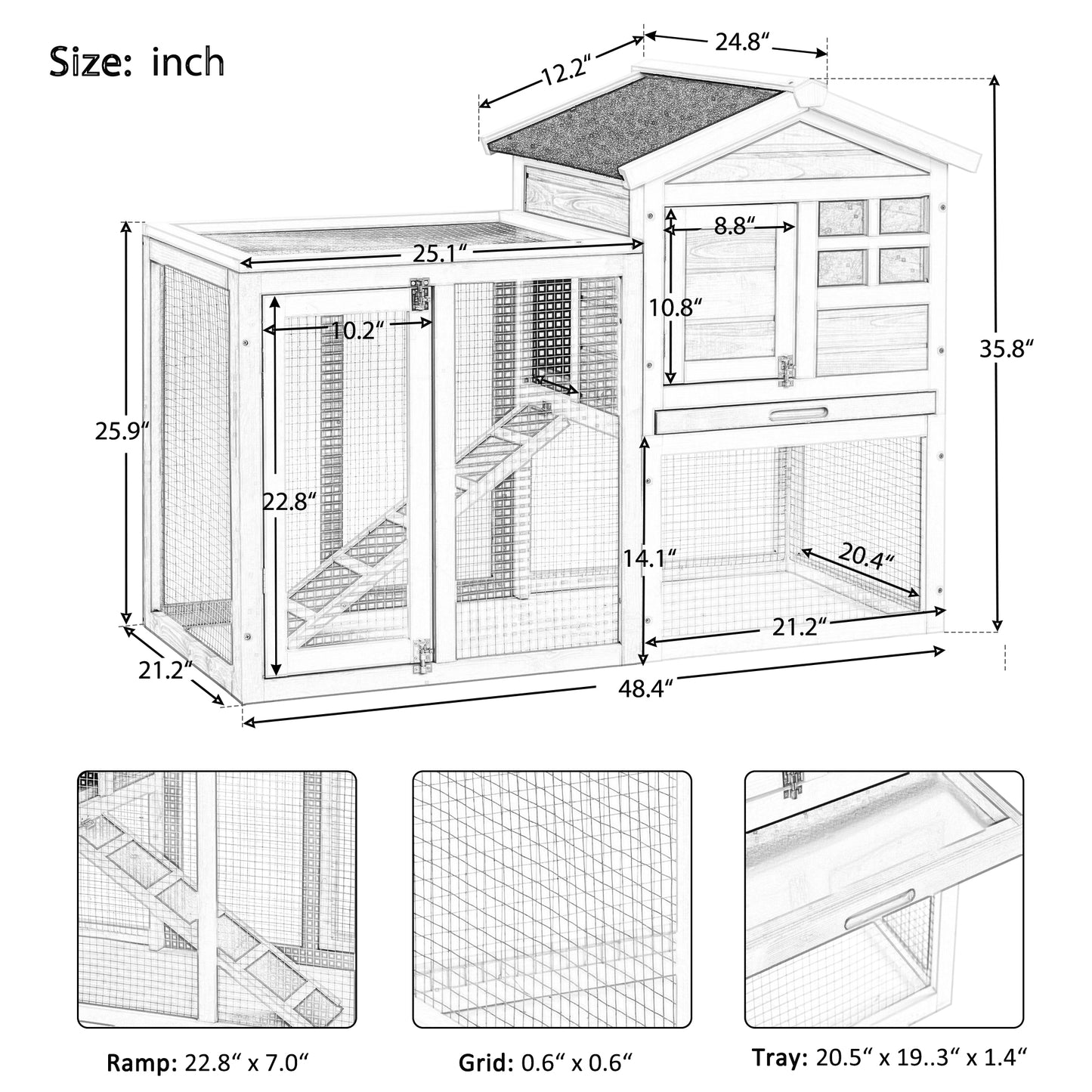 Wooden Pet House Rabbit Bunny Wood Hutch House Dog House Chicken Coops Chicken Cages Rabbit Cage,Auburn