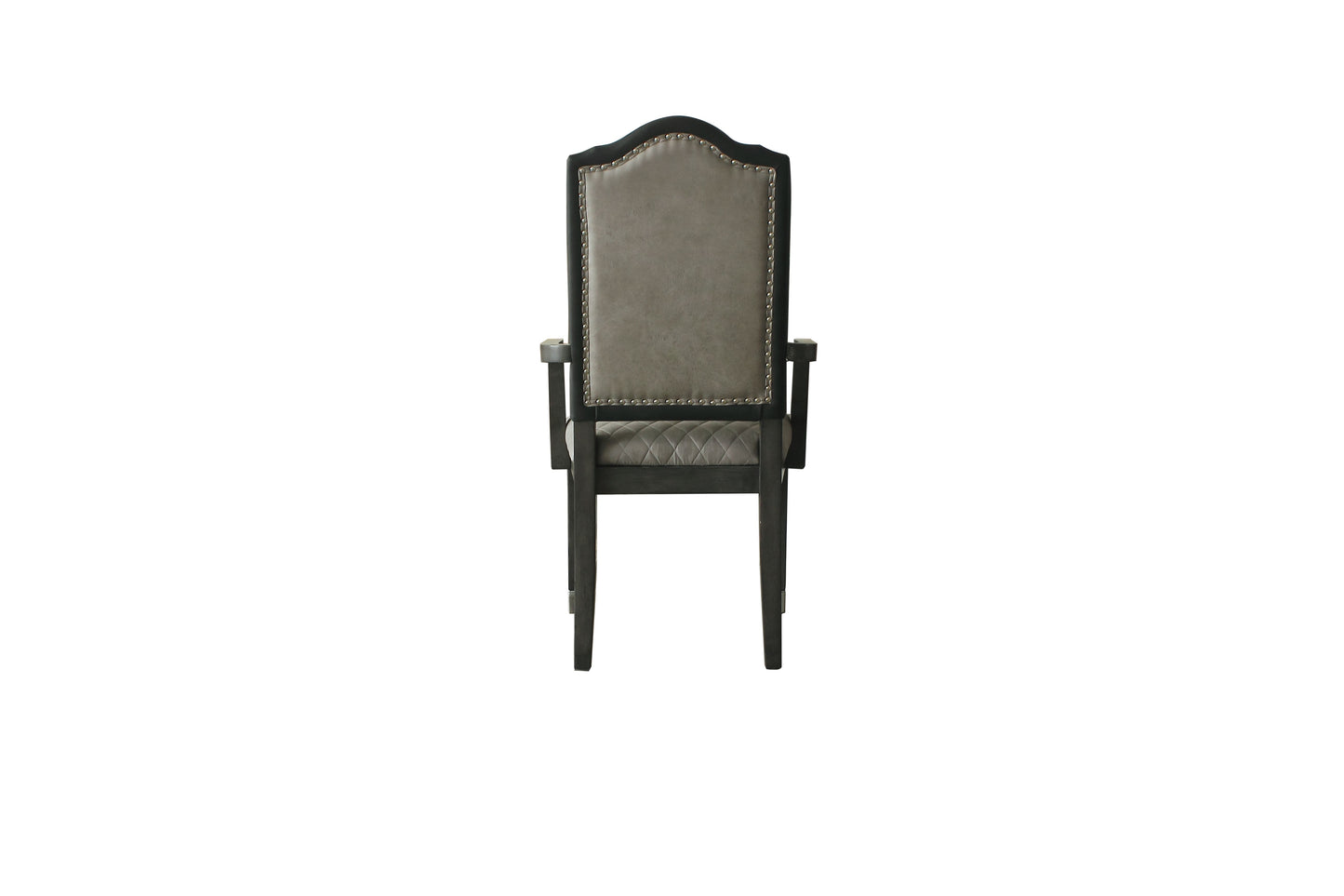 House Beatrice Arm Chair, Two Tone Beige Fabric & Charcoal Finish 68813