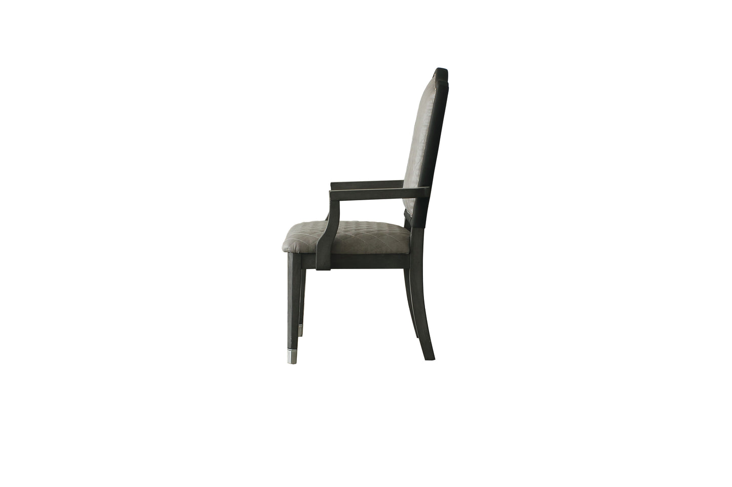 House Beatrice Arm Chair, Two Tone Beige Fabric & Charcoal Finish 68813