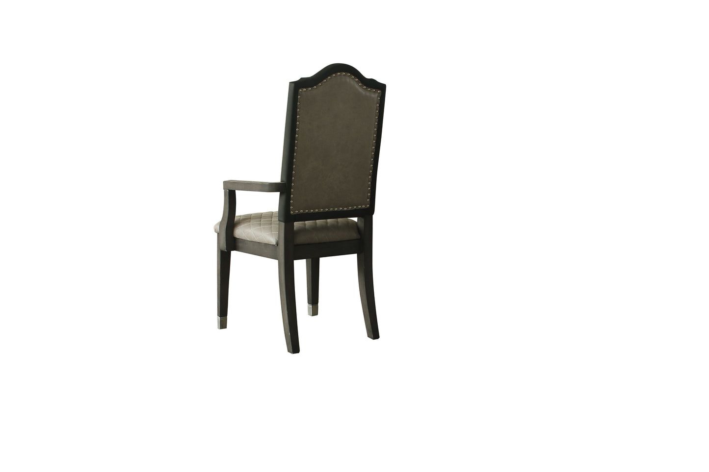 House Beatrice Arm Chair, Two Tone Beige Fabric & Charcoal Finish 68813