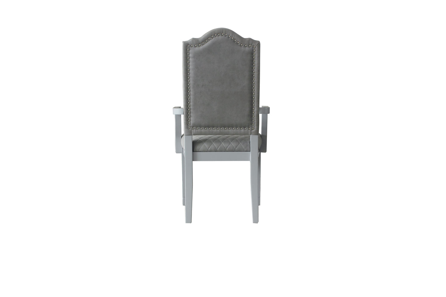 House Marchese Arm Chair, Two Tone Gray Fabric & Pearl Gray Finish 68863