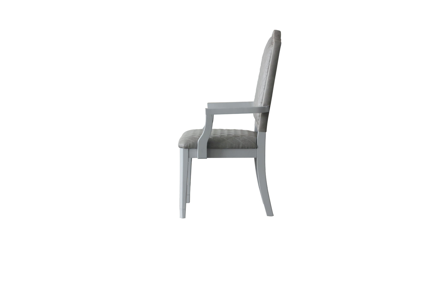 House Marchese Arm Chair, Two Tone Gray Fabric & Pearl Gray Finish 68863