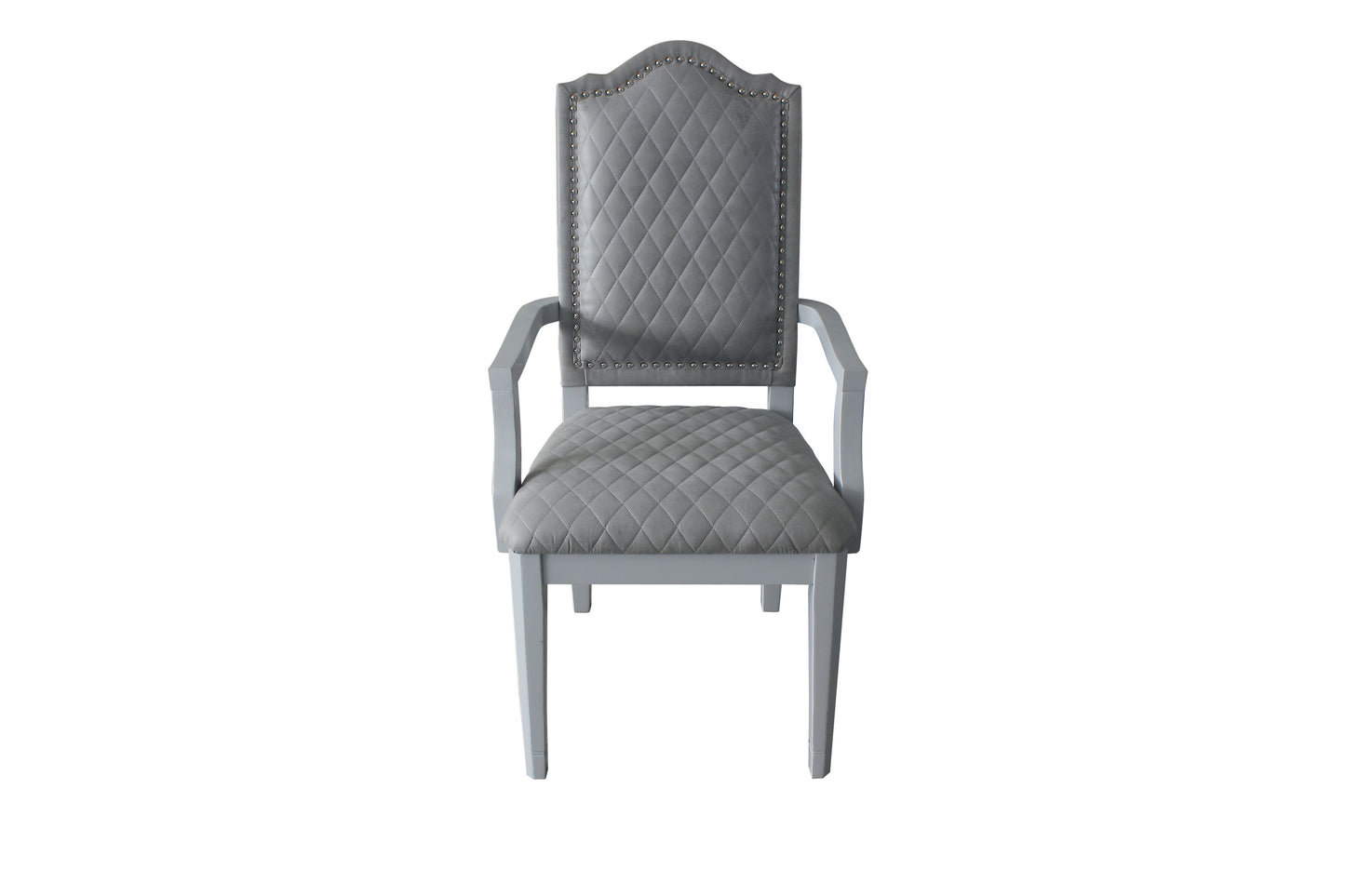 House Marchese Arm Chair, Two Tone Gray Fabric & Pearl Gray Finish 68863