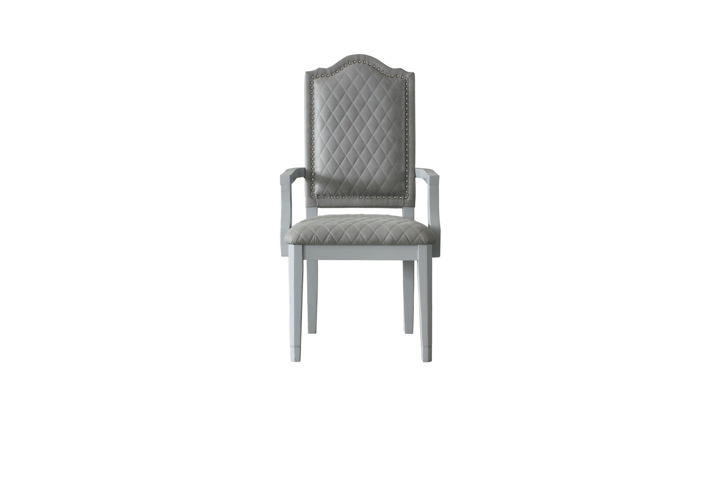 House Marchese Arm Chair, Two Tone Gray Fabric & Pearl Gray Finish 68863