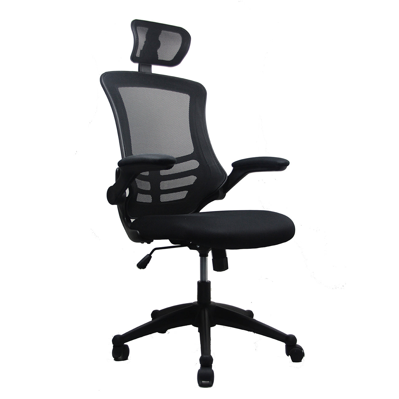 Techni Mobili Modern High-Back Mesh Executive Office Chair with Headrest and Flip-Up Arms, Black