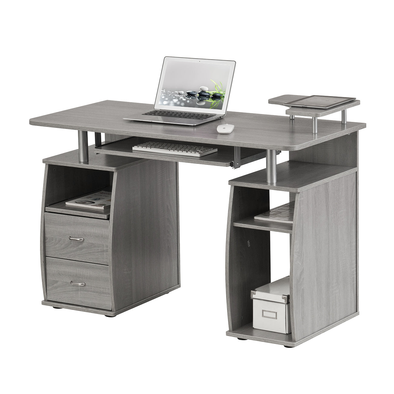 Techni Mobili Complete Computer Workstation Desk With Storage, Grey