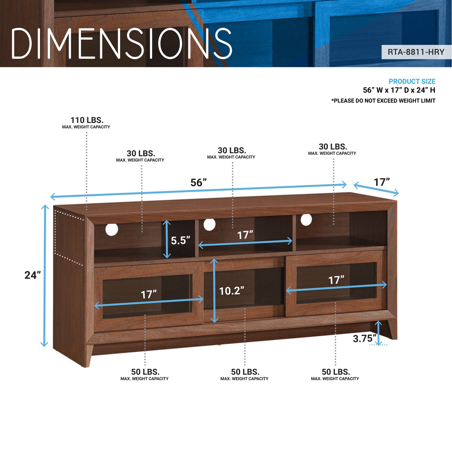 Techni Mobili Modern TV Stand with Storage for TVs Up To , Hickory