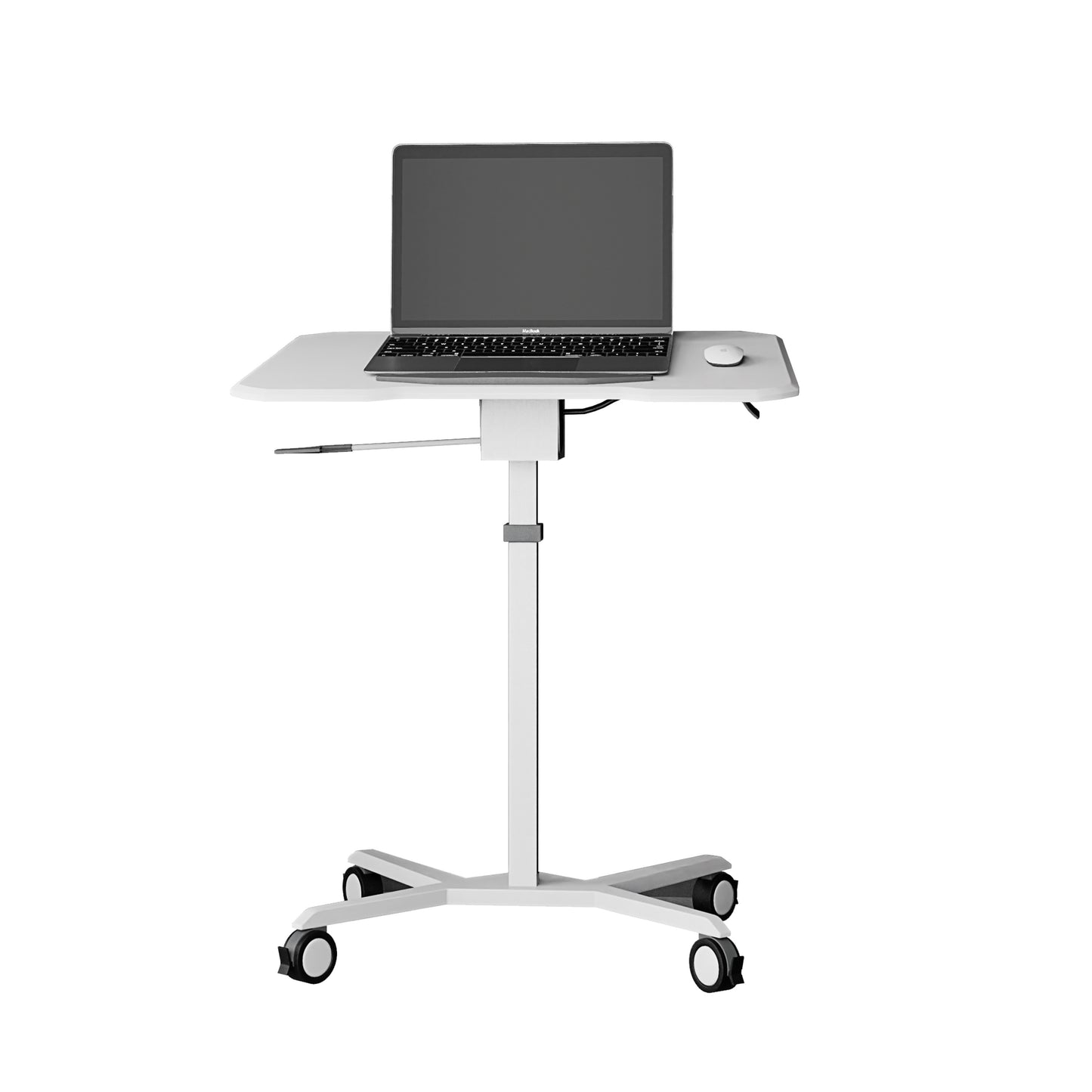 Techni Mobili White Sit to Stand Mobile Laptop Computer Stand with Height Adjustable and Tiltable Tabletop