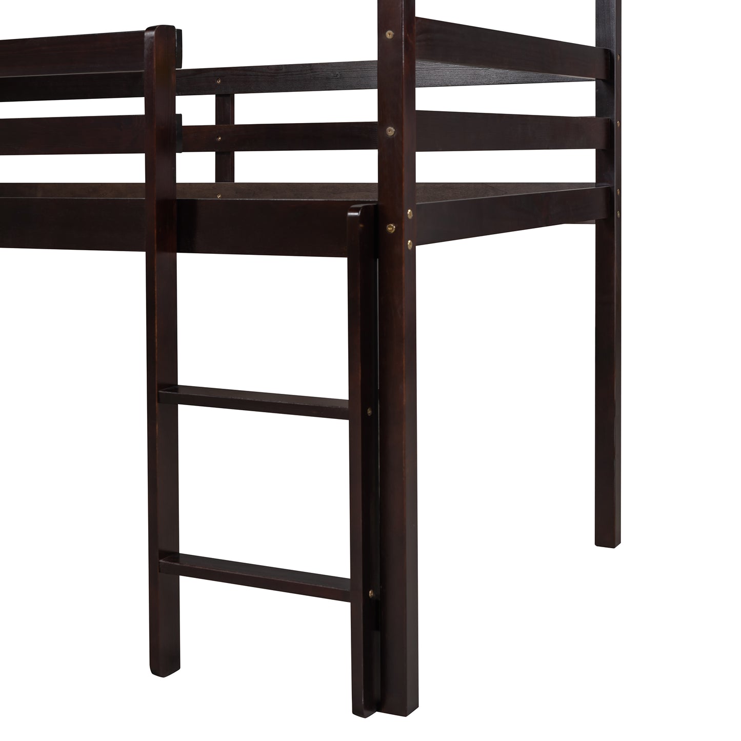 Twin Size Loft Bed with Slide, House Bed with Slide, Espresso