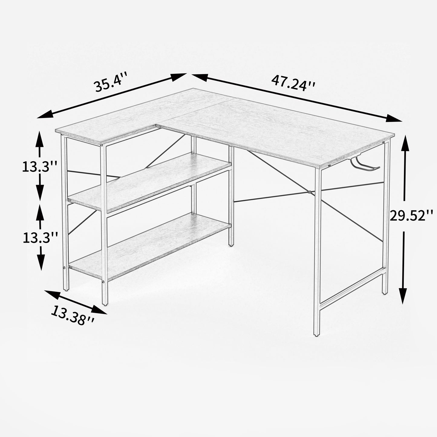 (West Express shipping warehousetwo days to deliver goods)L-shaped black linen + retro double color matching desk