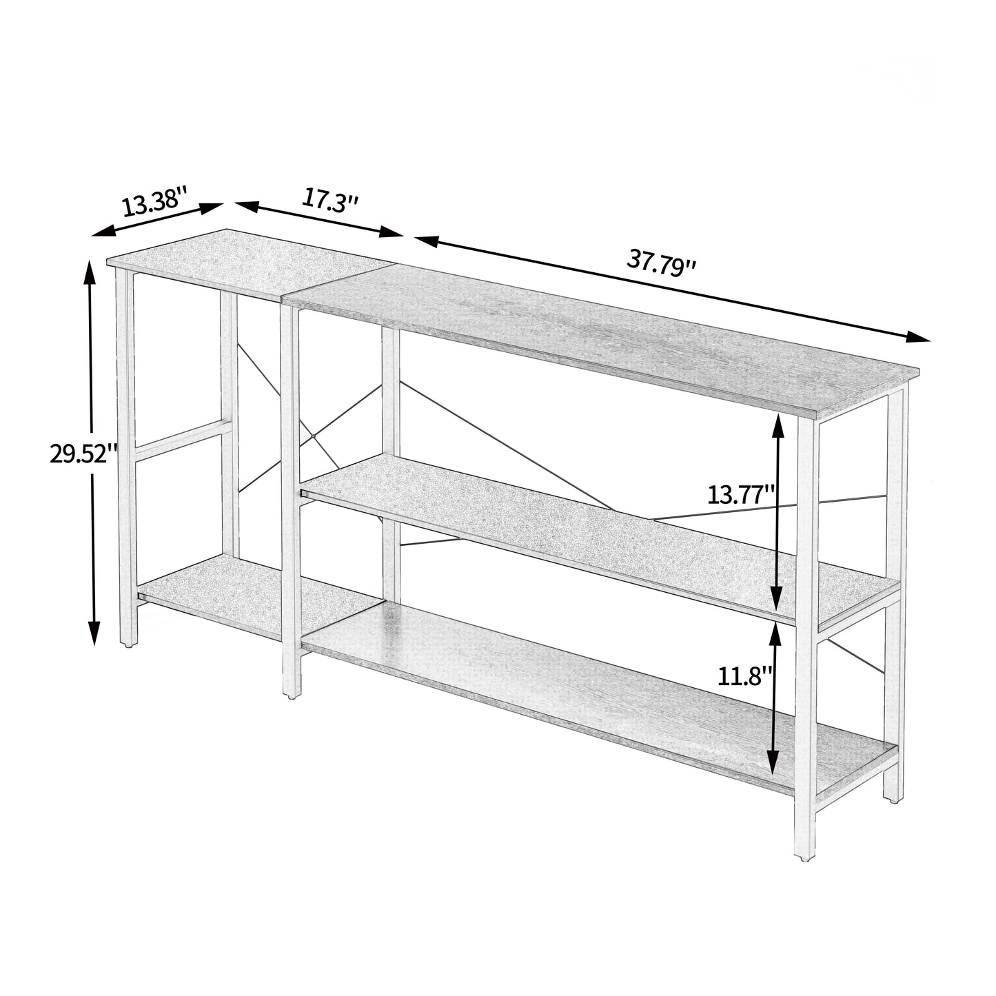 Black linen + retro double color matching console table