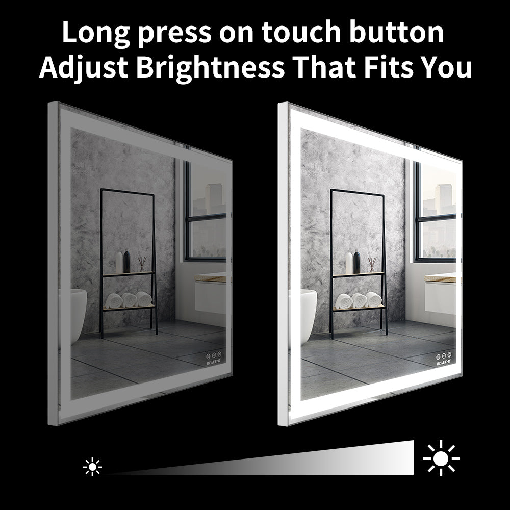 LED Bathroom Vanity Mirror Wall Mounted Adjustable White/Warm/Natural Lights Anti-Fog Touch Switch with Memory Modern Smart Large Bathroom Mirrors