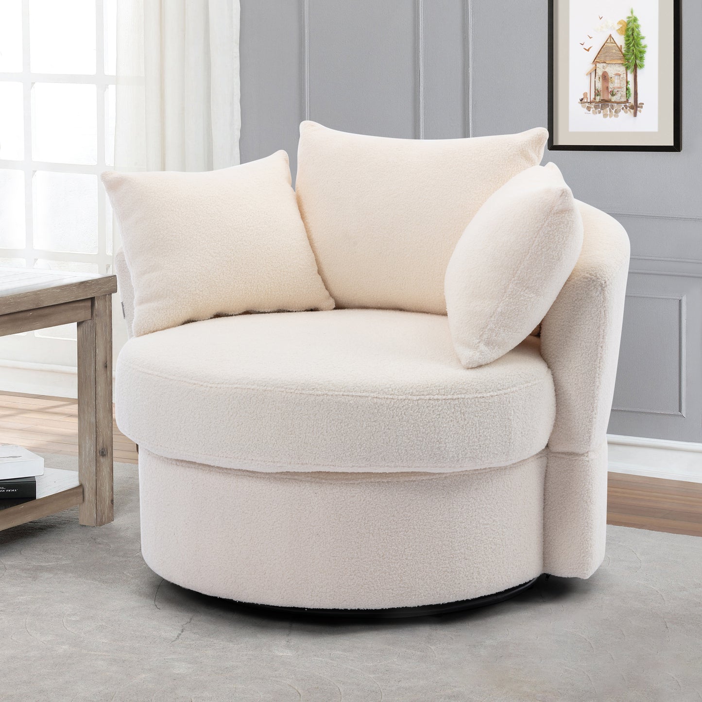 Modern Akili swivel accent chair barrel chair for hotel living room / Modern leisure chair