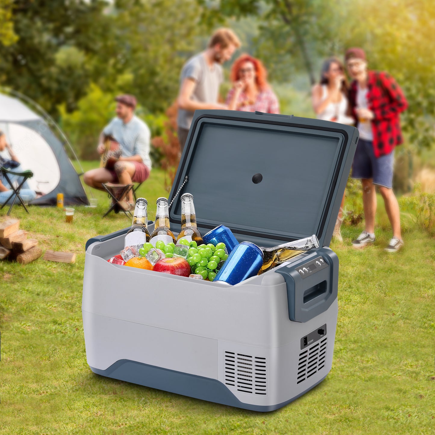 Car Fridge Portable Freezer Cooler with 12/24V DC, Travel Refrigerator for Vehicles, Car, Truck, RV, Camping BBQ, Patio Picnic and Fishing Outdoor