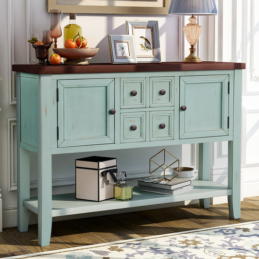 Cambridge Series Buffet Sideboard Console Table with Bottom Shelf (Retro Blue)