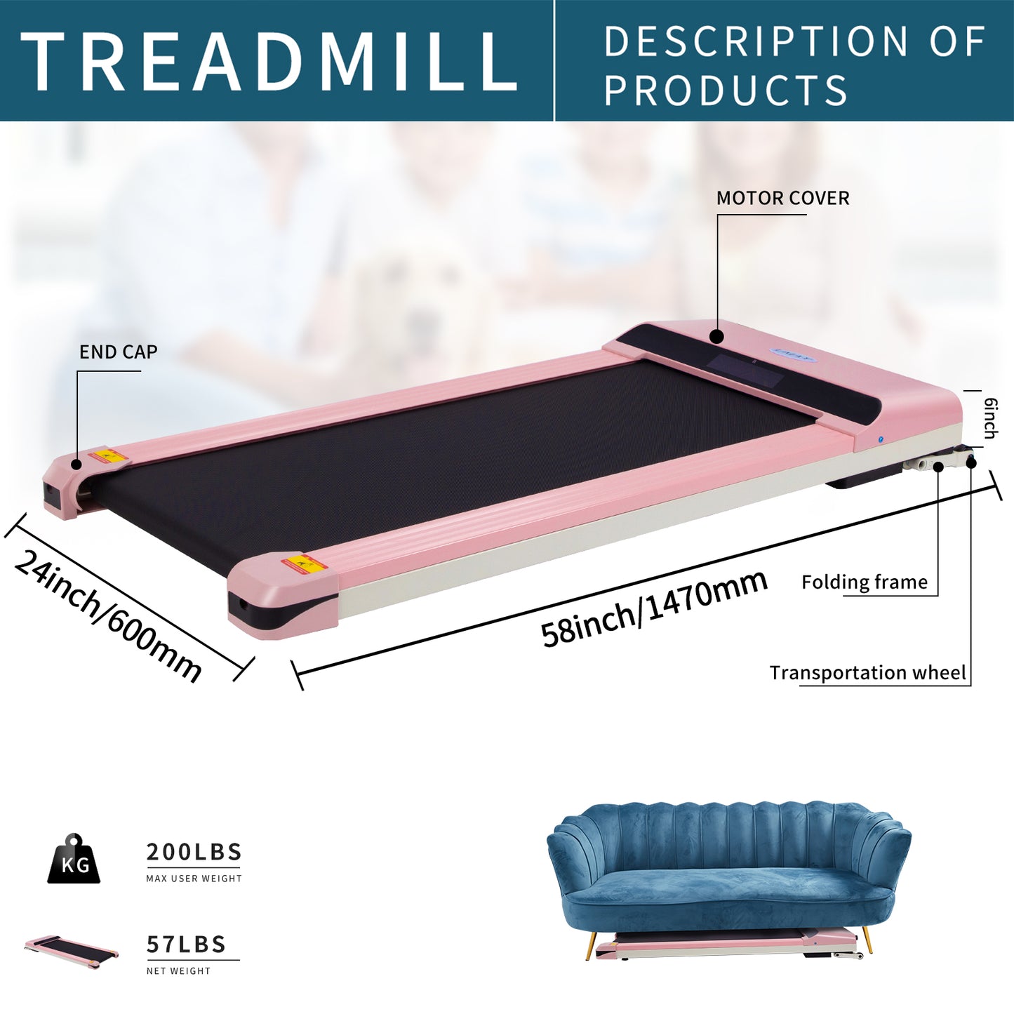 Portable Treadmill Under Desk Walking Pad Flat Slim Treadmill with LDE Display  Sport APP, Running Machine for Apartment and Small Space without Assembling