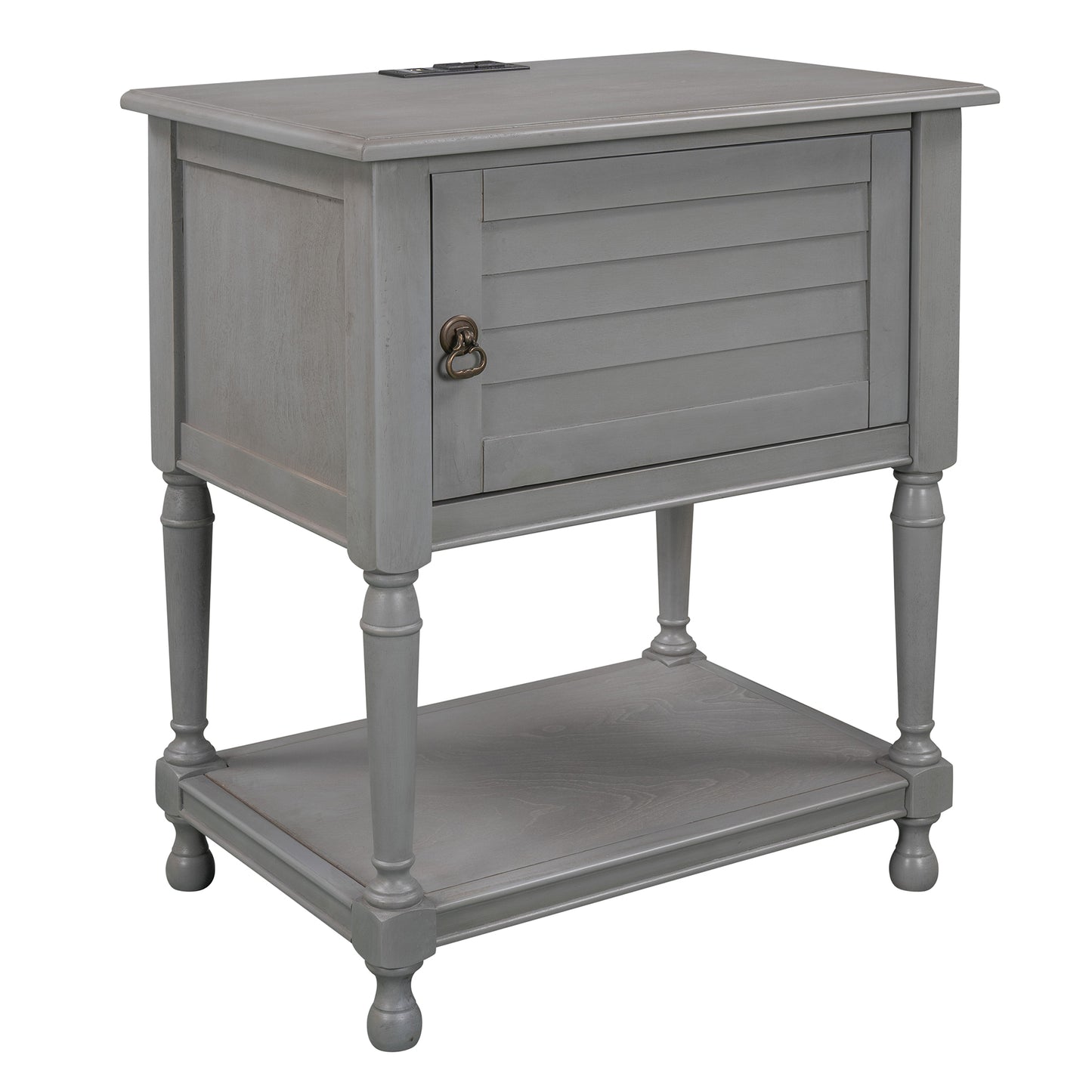 Versatile Nightstand with Two Built-in Shelves Cabinet and an Open Storage, Gray (Expected arrival time 8.20)