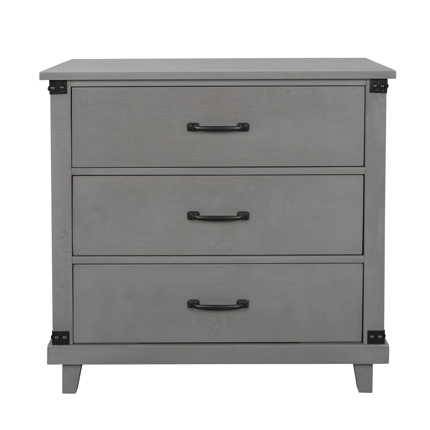 Modern Bedroom Nightstand with 3 Drawers Storage , Gray