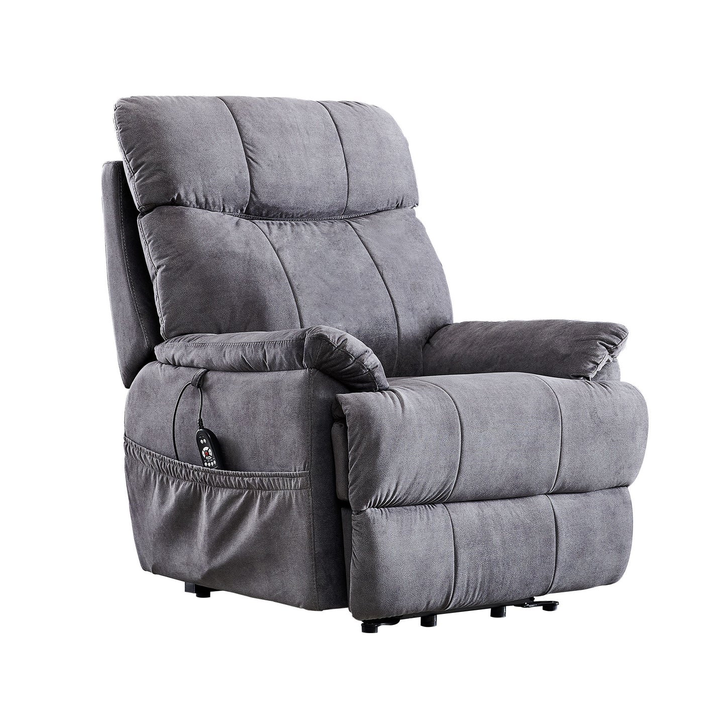 Large size Electric Power Lift Recliner Chair Sofa for Elderly, 8 point vibration Massage and lumber heat, Remote Control, Side Pockets, cozy fabric, overstuffed arm, heavy duty 300LB