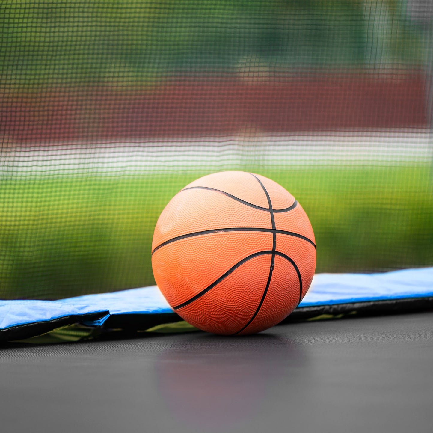 10FT  Trampoline with Basketball Hoop Inflator and Ladder(Inner Safety Enclosure) Blue