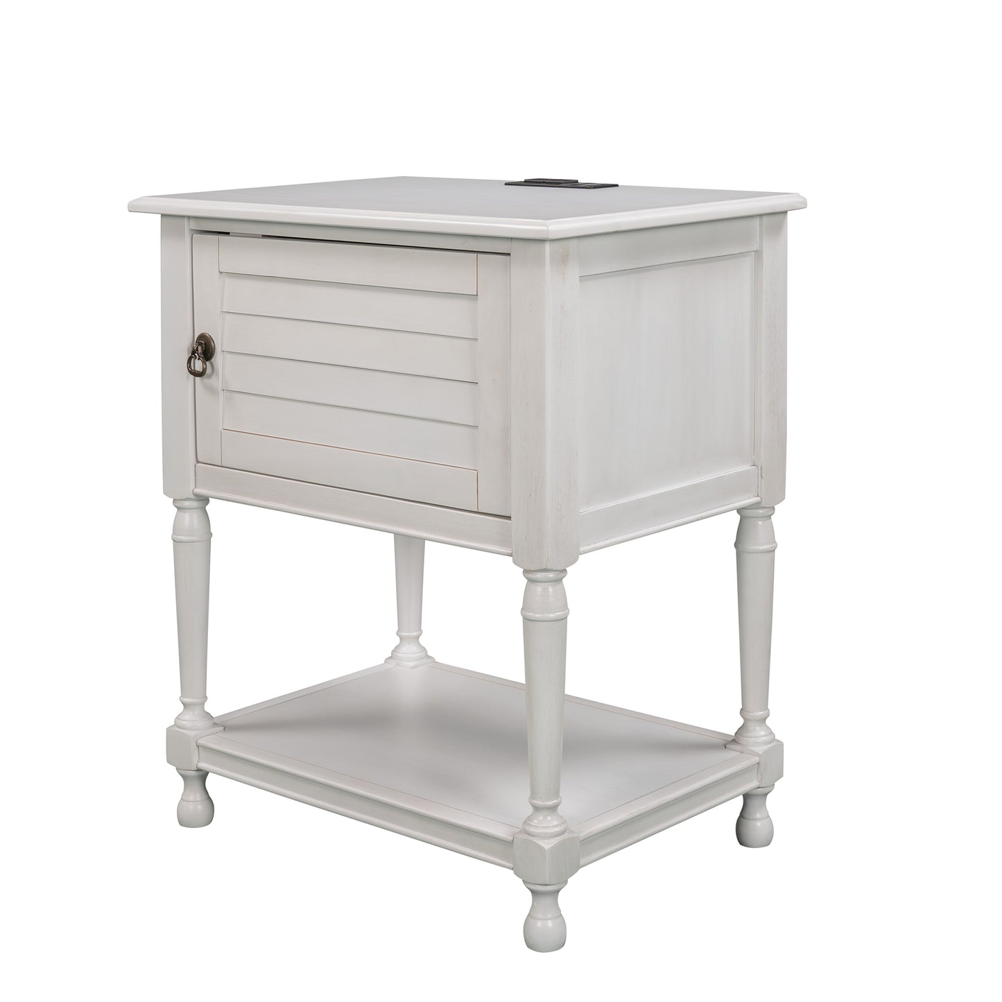 Versatile Nightstand with Two Built-in Shelves Cabinet and an Open Storage,White (Expected arrival time 8.20)