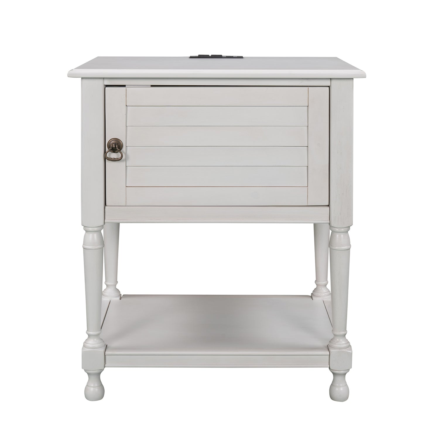 Versatile Nightstand with Two Built-in Shelves Cabinet and an Open Storage,White (Expected arrival time 8.20)