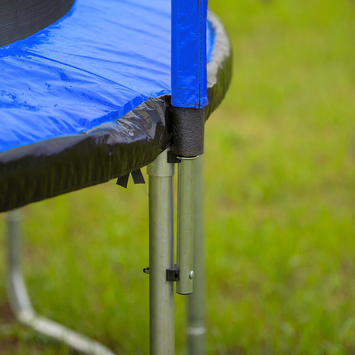 10FT  Trampoline with Basketball Hoop Inflator and Ladder(Inner Safety Enclosure) Blue