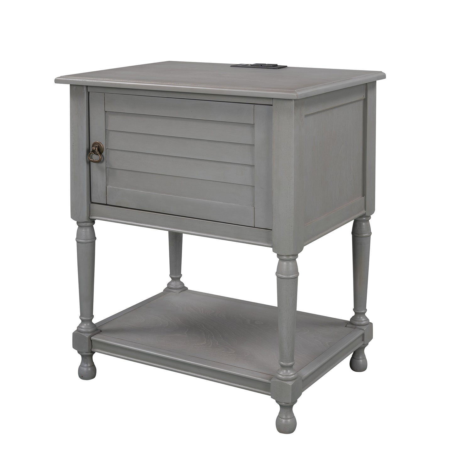 Versatile Nightstand with Two Built-in Shelves Cabinet and an Open Storage, Gray (Expected arrival time 8.20)