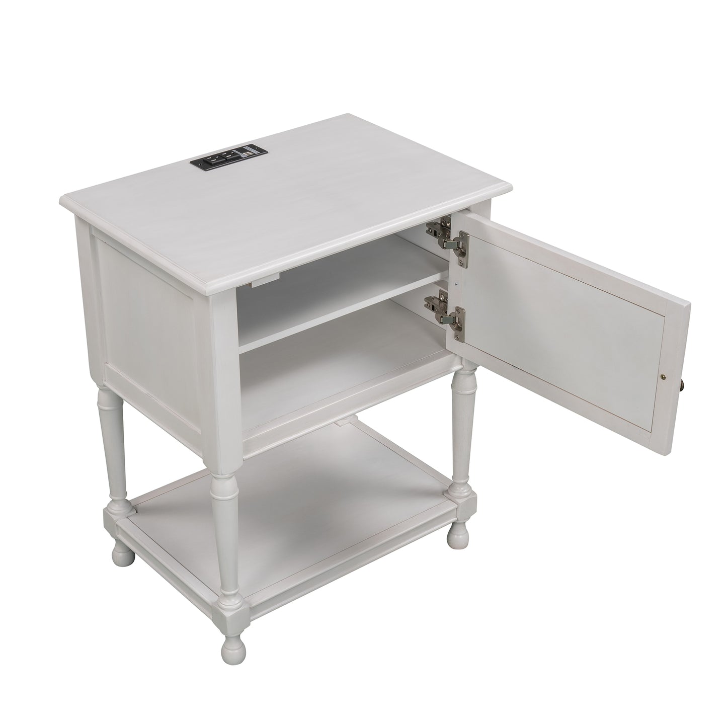 Versatile Nightstand with Two Built-in Shelves Cabinet and an Open Storage,White (Expected arrival time 8.20)