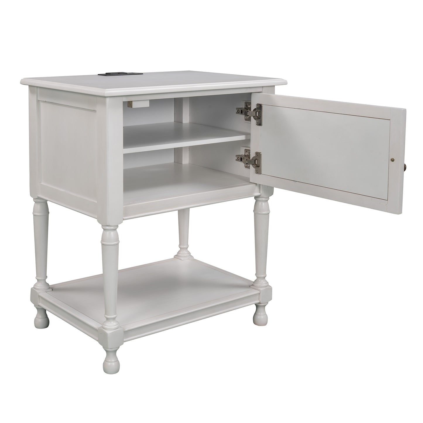 Versatile Nightstand with Two Built-in Shelves Cabinet and an Open Storage,White (Expected arrival time 8.20)