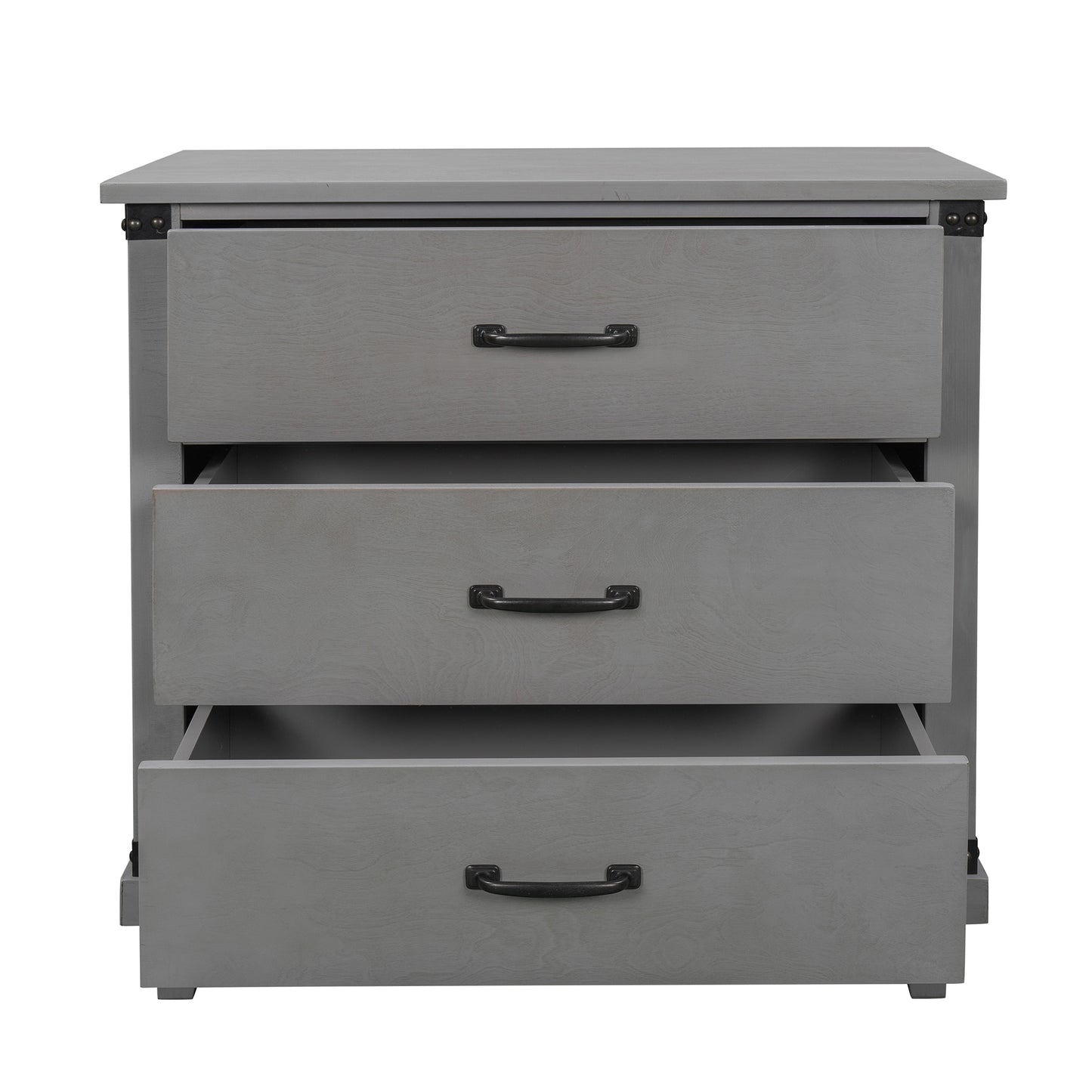 Modern Bedroom Nightstand with 3 Drawers Storage , Gray