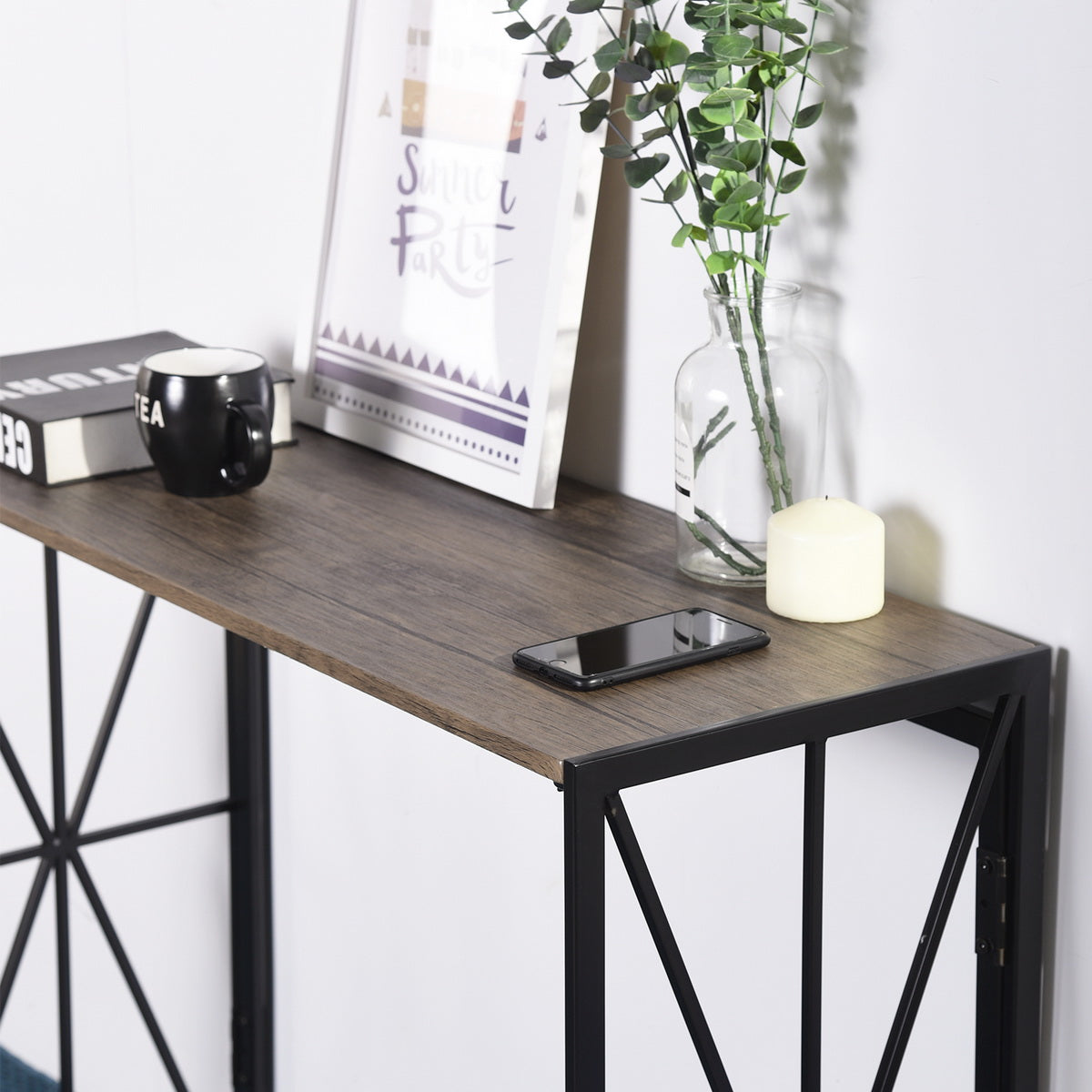 39.4& L Foldable Computer Desk, Console Table