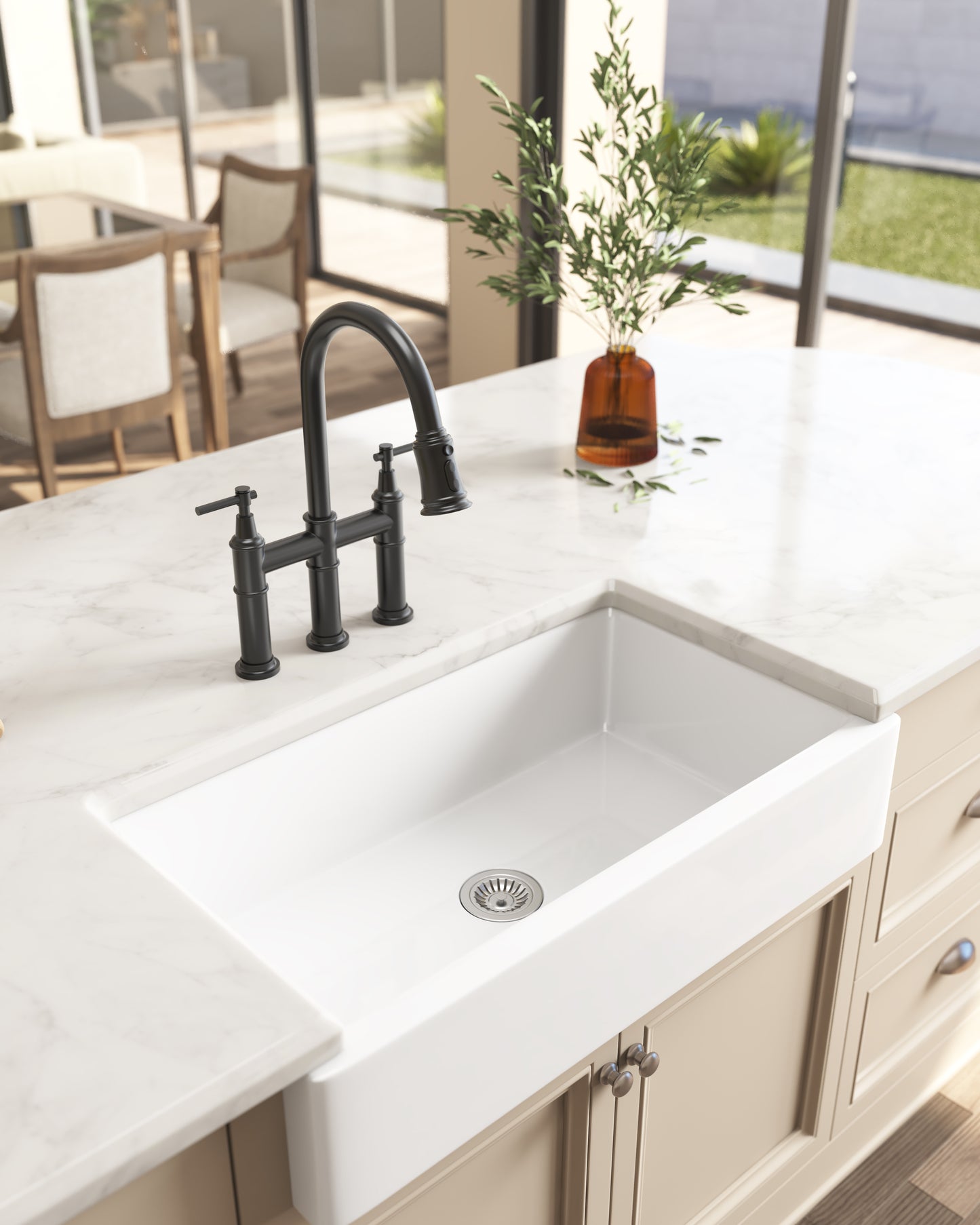 30&L x 19& W Farmhouse/Apron Front White Ceramic Kitchen Sink