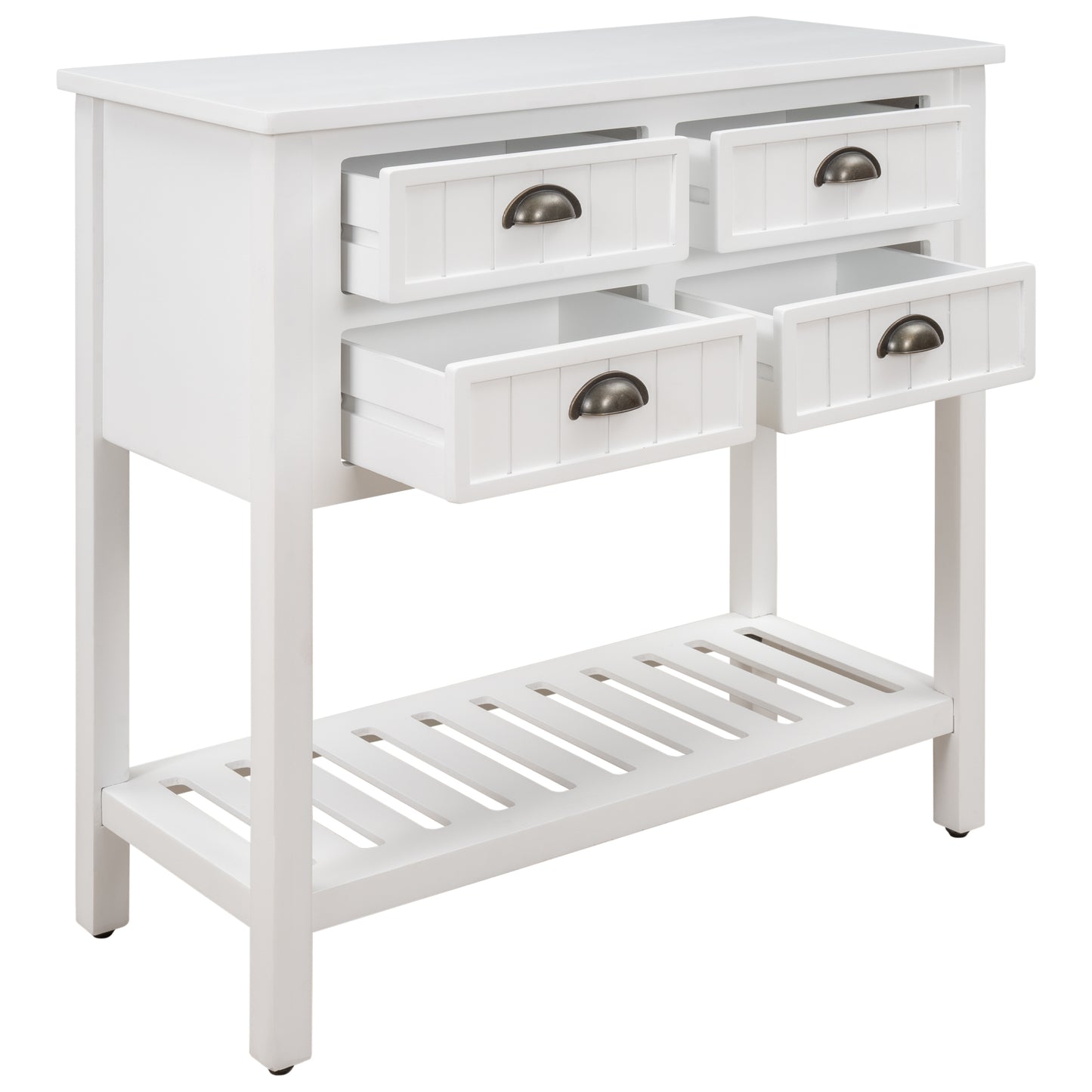 Cambridge Series Buffet Sideboard Console Table with Bottom Shelf (White)