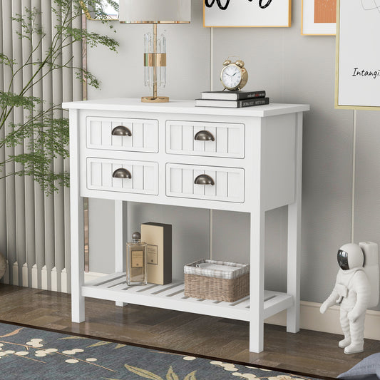 Cambridge Series Buffet Sideboard Console Table with Bottom Shelf (White)