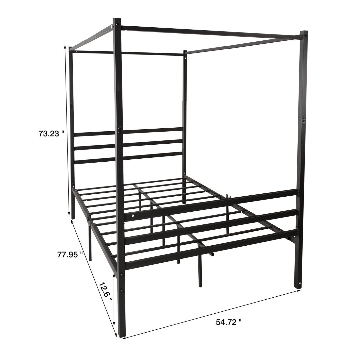 Metal Canopy Bed Frame, Platform Bed Frame Full with minimalism style Frame ,Full Black