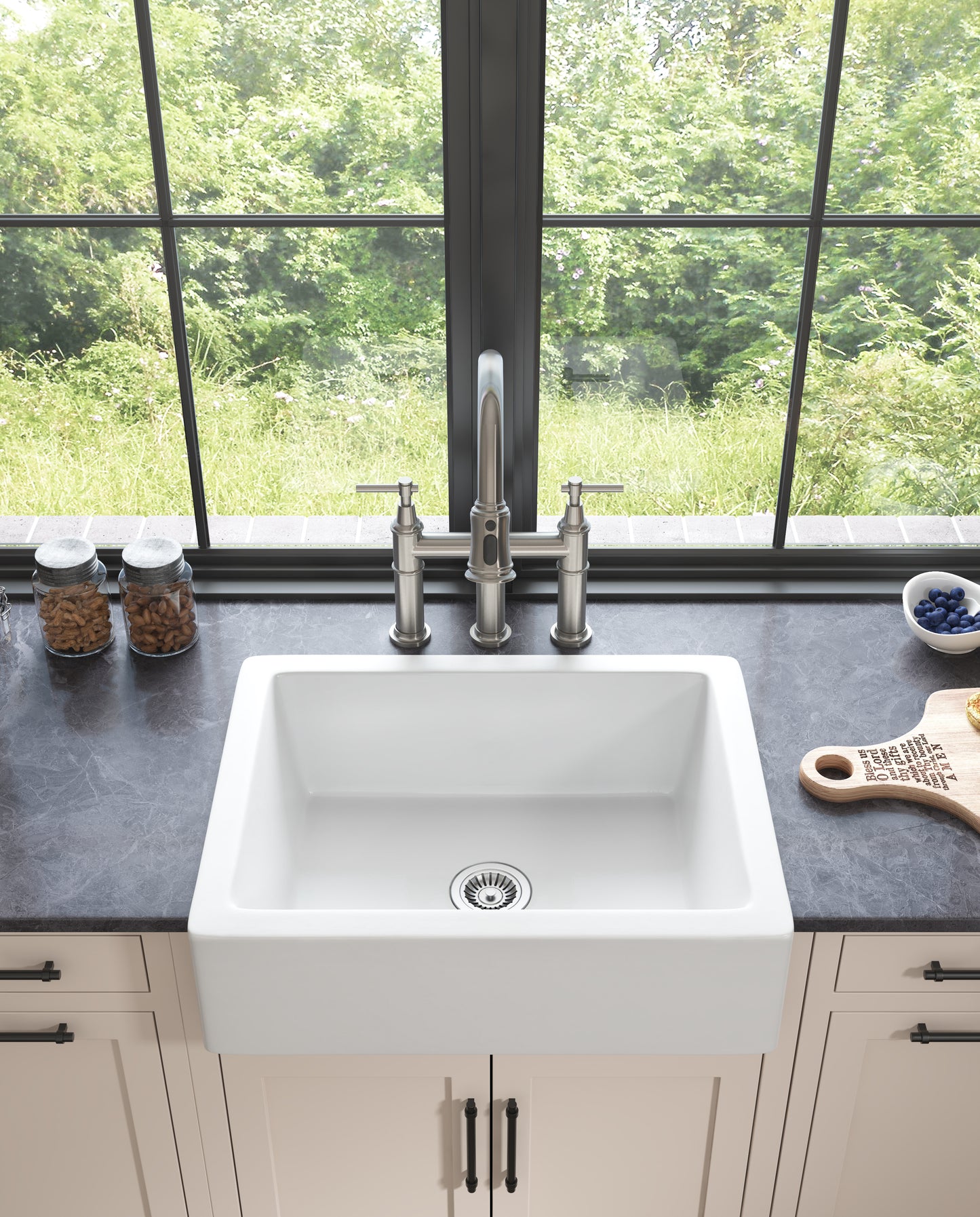 24&L x 19& W Farmhouse/Apron Front White Kitchen Sink