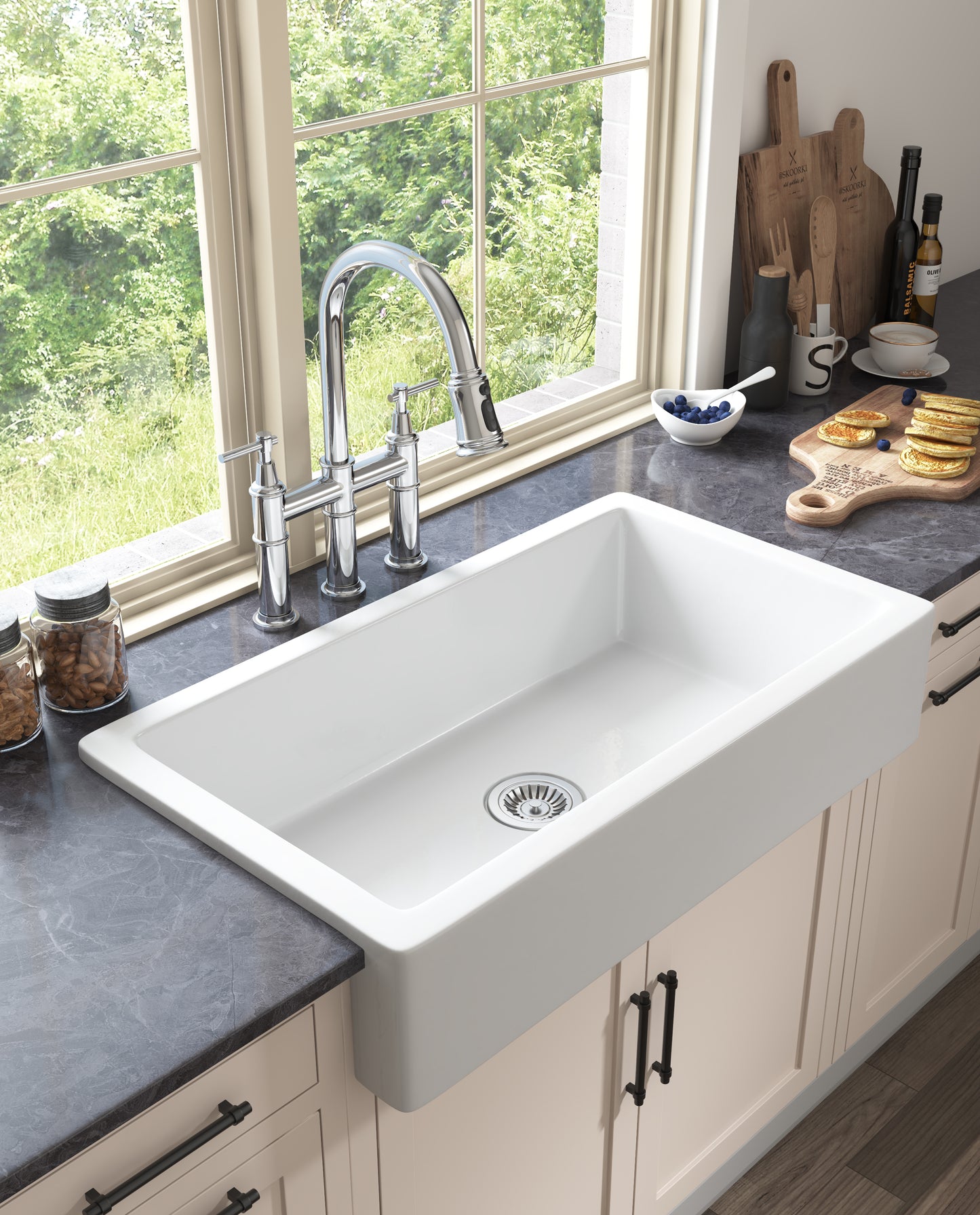 30&L x 19& W Farmhouse/Apron Front White Ceramic Kitchen Sink