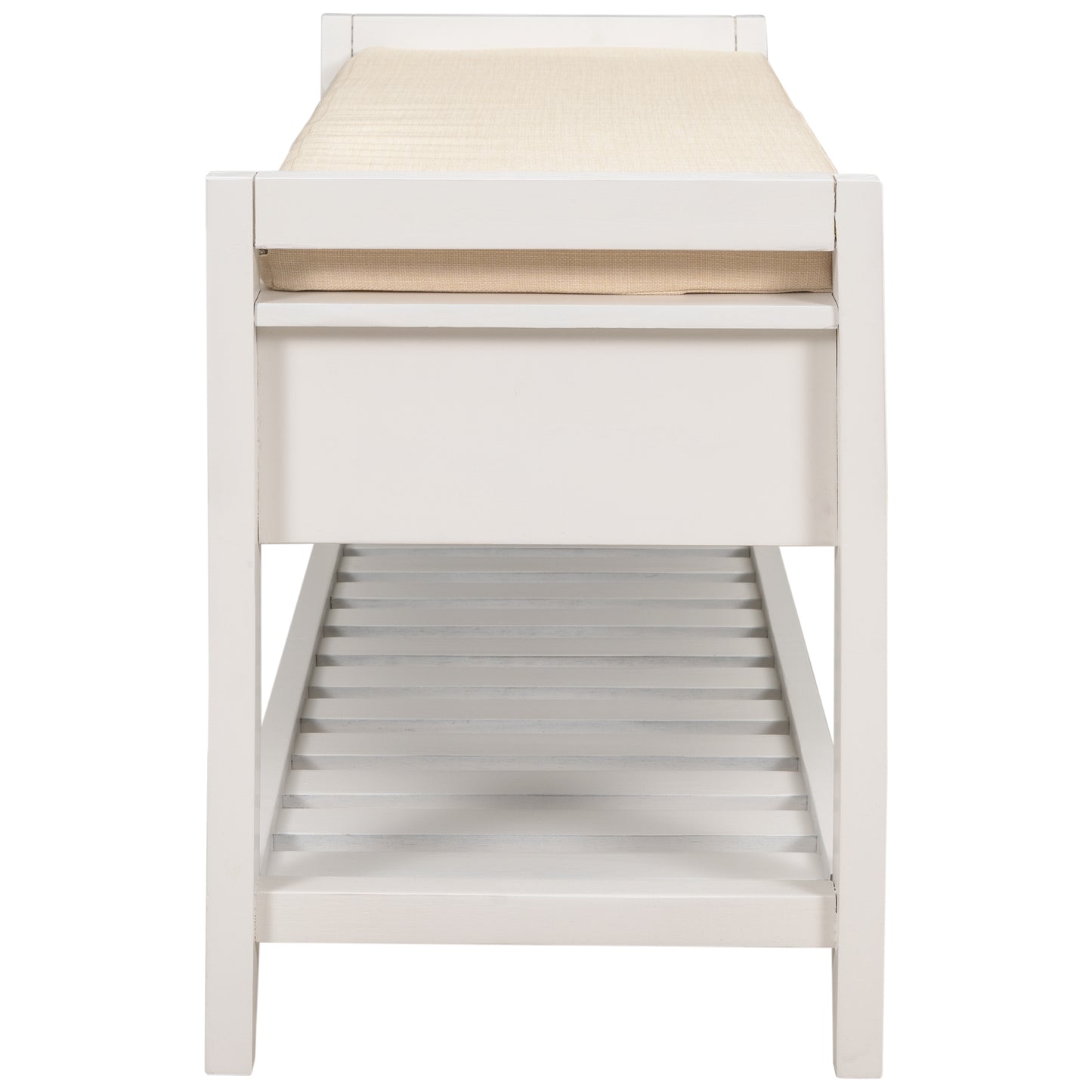 Shoe Rack with Cushioned Seat and Drawers, Multipurpose Entryway Storage Bench, White