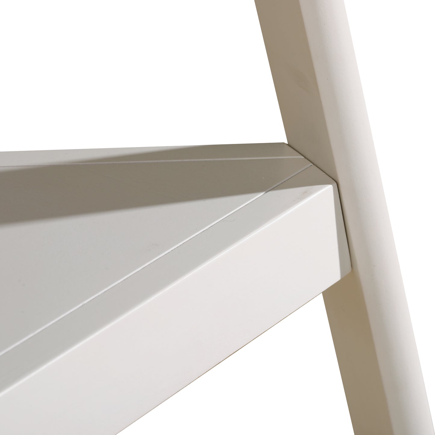 Round Side Table with Two-Tier Shelf  (White)