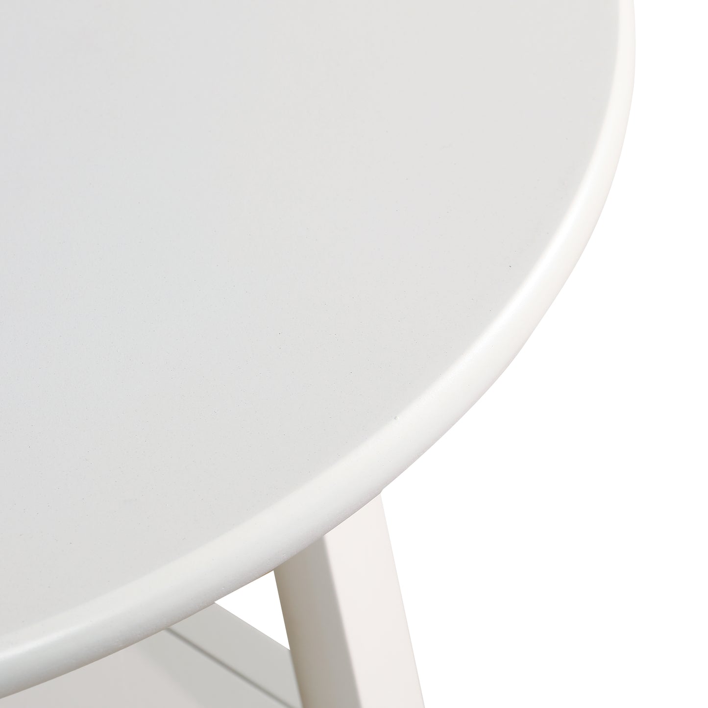 Round Side Table with Two-Tier Shelf  (White)
