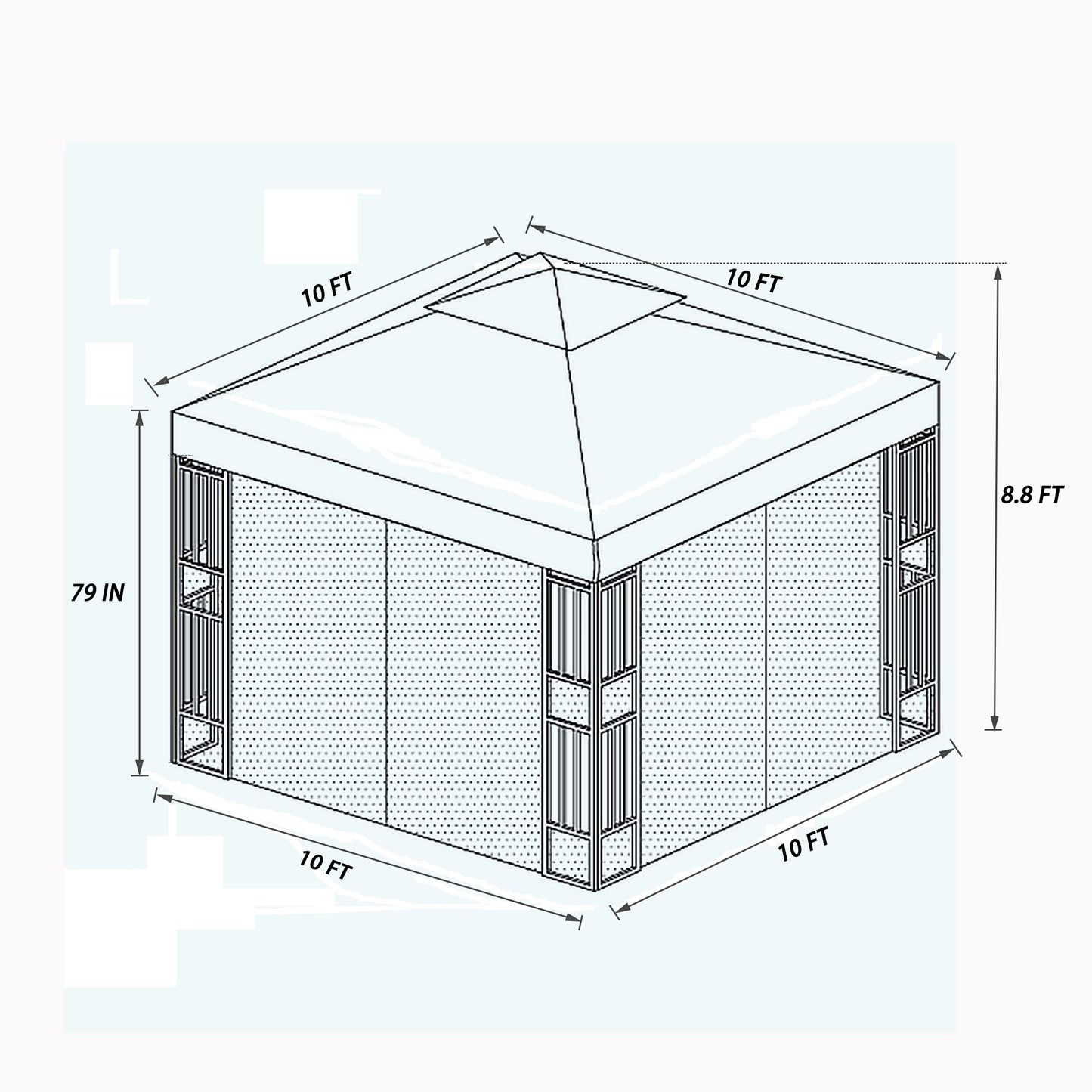 10x10Ft Outdoor Patio Gazebo Canopy Tent With Ventilated Double Roof And Mosquito Net(Detachable Mesh Screen On All Sides),Suitable for Lawn, Garden, Backyard and Deck,Beige Top