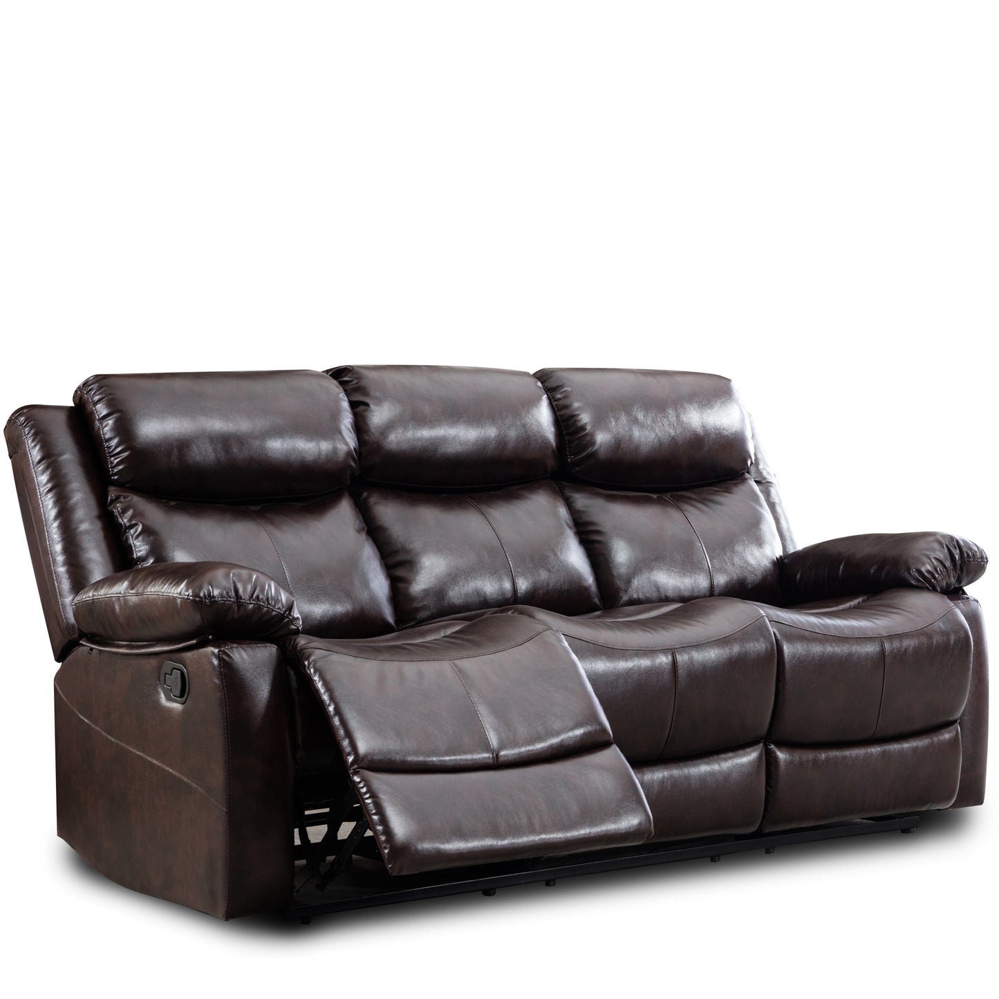 PU Leather Reclining Living Room Sofa Set, Manual Sofa for Living Room （Recliner Sofa）