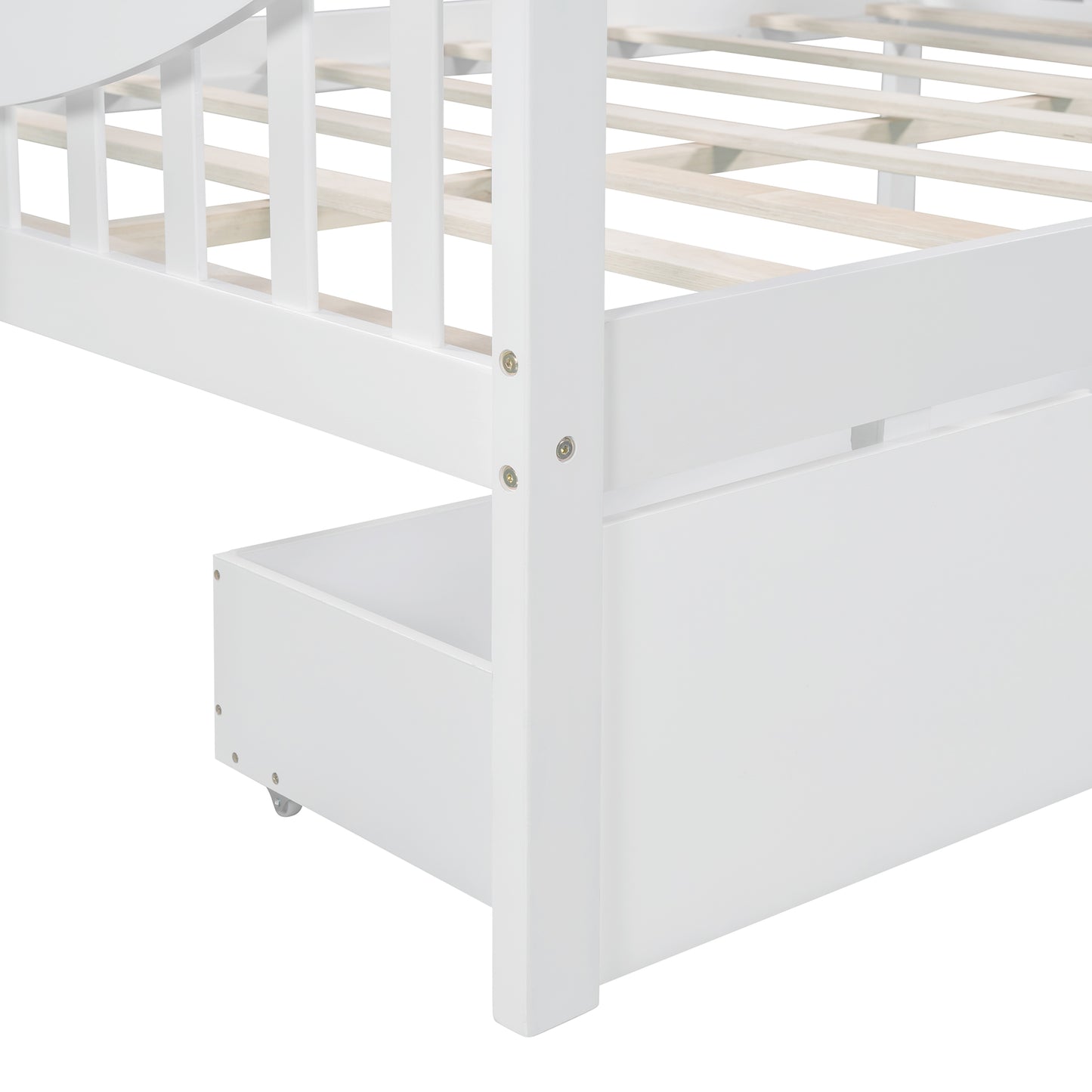 Full size Daybed with Two Drawers, Wood Slat Support, White