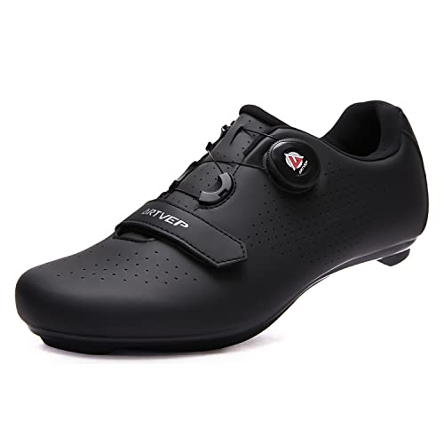 Mens Cycling Shoes Womens, Mountain Road Bikes Shoes Compatible with Shimano SPD & Look Delta, Compatible with Peloton Bike Shoes All Black Size UK 10