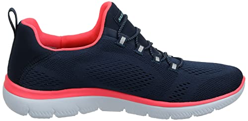 Skechers Women's Summits Perfect Views Sneaker, Navy Mesh/Neon Pink Trim, 5 UK