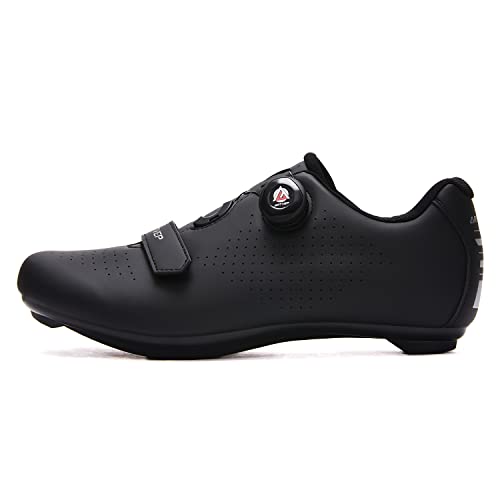 Mens Cycling Shoes Womens, Mountain Road Bikes Shoes Compatible with Shimano SPD & Look Delta, Compatible with Peloton Bike Shoes All Black Size UK 10