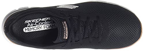 Skechers Women's Flex Appeal 4.0 Brilliant View Sneaker,Black Mesh / Rose Gold Trim,7 UK