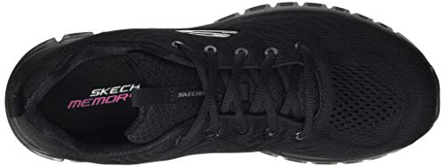 Skechers Women's 12615 GRACEFUL GET CONNECTED Sneaker, Black Mesh / Trim, 7 UK