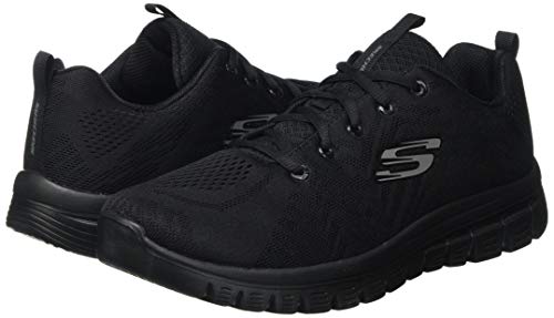 Skechers Women's 12615 GRACEFUL GET CONNECTED Sneaker, Black Mesh / Trim, 7 UK